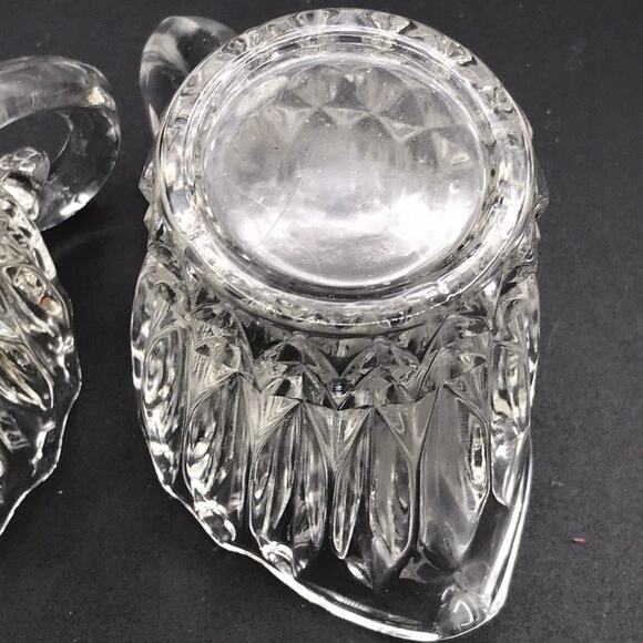 Vintage Indiana Glass Lotus Blossom Tulip Sugar Bowl & Creamer Set 1007 Clear - Picture 6 of 12